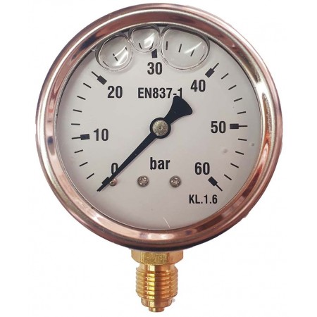 Manómetro glicerina Ø63mm vertical 1/4" 0 a 60bar