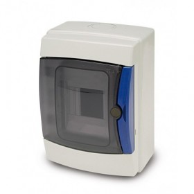 Caja distribución eléctrica de superficie puerta transparente 4 módulos VOLTIMERC AQ IP65