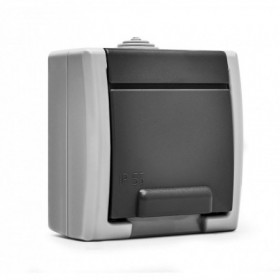 Base enchufe superficie schuko estanco negro VOLTIMERC 16A 250VAC IP55