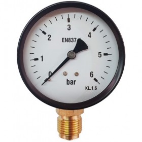 Manómetro Ø80mm vertical 1/2" 0 a 6bar