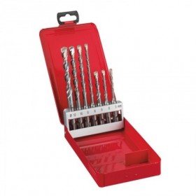 Estuche metal 7 brocas MILWAUKEE SDS-plus M2 Ø5/6/8x110mm Ø6/8/10/12x160mm
