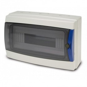 Caja distribución eléctrica de superficie puerta transparente 12 módulos VOLTIMERC AQ IP65