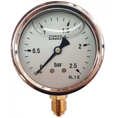 Manómetro glicerina Ø63mm vertical 1/4" 0 a 2.5bar