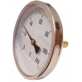 Termómetro bimetalico Ø100mm horizontal con vaina 1/2"x50mm 0 a 120ºC