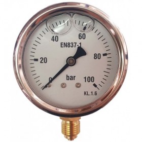 Manómetro glicerina Ø63mm vertical 1/4" 0 a 100bar