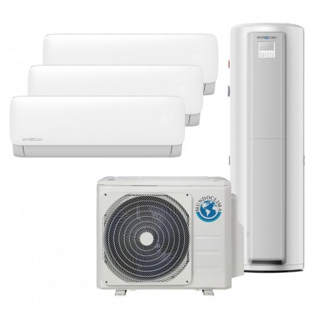 Conjunto aire acondicionado multisplit pared 3x1 + ACS MUNDOCLIMA MUPR-09+09+12-H11 + ACS 190L R32 monofásico