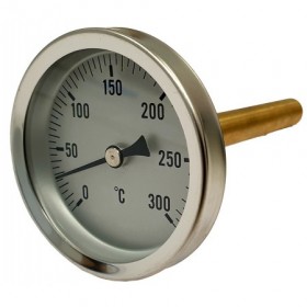 Termómetro bimetalico Ø63mm horizontal con vaina 1/2"x100mm 0 a 300ºC
