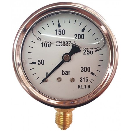 Manómetro glicerina Ø63mm vertical 1/4" 0 a 315bar