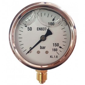Manómetro glicerina Ø63mm vertical 1/4" 0 a 160bar