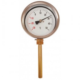 Termómetro bimetalico Ø80mm vertical con  vaina 1/2"x100mm -30 a 50 ºC