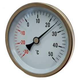 Termómetro bimetalico Ø80mm horizontal con vaina 1/2"x50mm 0-30 a 50ºC
