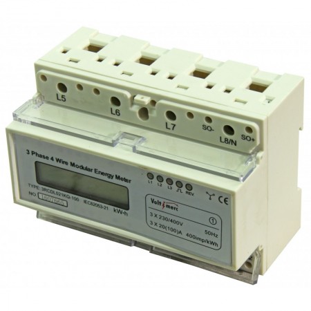 Contador de energía digital carril DIN VOLTIMERC 3x400VAC 100A