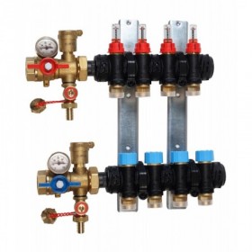 Colector Escotherm para suelo radiante 1" premontado PPSU 11 circuitos completo