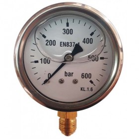 Manómetro glicerina Ø63mm vertical 1/4" 0 a 600bar