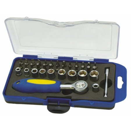 Set 39 uds Llave de carraca. vasos y puntas bits 1/4"MERCATOOLS