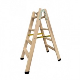 Escalera tijera con gancho de madera PLABELL WOOD 7+7 peldaños