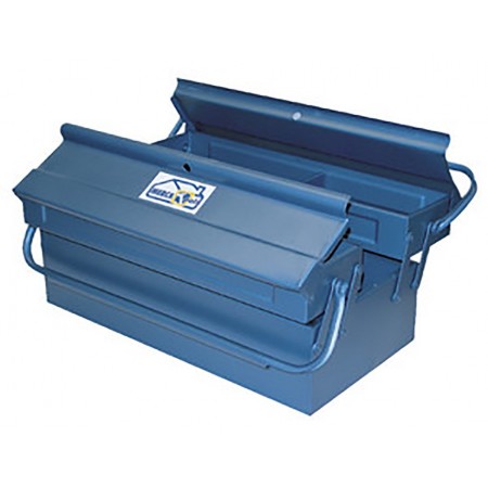 Caja metálica herramientas metálica con 3 compartimentos MERCATOOLS 400x200x160mm