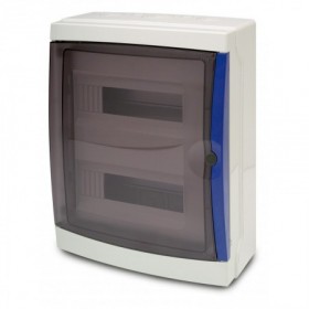 Caja distribución eléctrica de superficie puerta transparente 26 módulos VOLTIMERC AQ IP65
