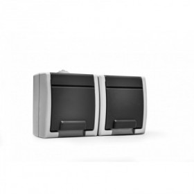 Base enchufe doble superficie estanco negro VOLTIMERC 16A 250VAC IP55