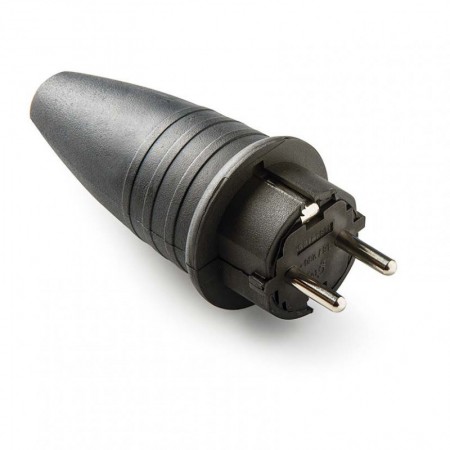 Clavija enchufe schuko 4.8mm goma negro VOLTIMERC TT 16A 250VAC IP44