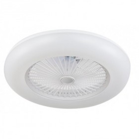 Ventilador de techo blanco tipo plafón con luz led y mando FABRILAMP PERI