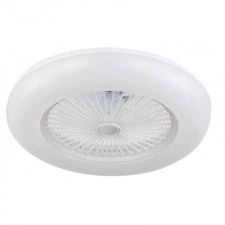 Ventilador de techo blanco tipo plafón con luz led y mando FABRILAMP PERI