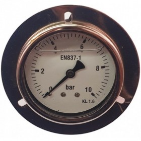 Manómetro glicerina Ø63mm horizontal con aro frontal 1/4" 0 a 10bar