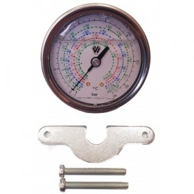Manómetro de glicerina horizontal de baja con puente para R134a.R404A y R407C Ø63mm