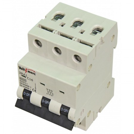 Interruptor magnetotérmico 3P 16A 6kA VOLTIMERC 3RA1