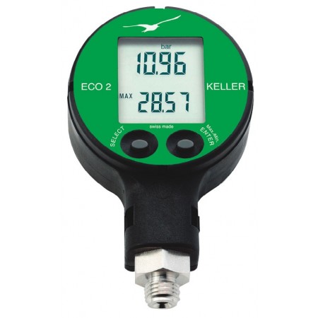 Manómetro electrónico digital de precisión KELLER ECO2-2 Ø60 vertical 1/4" -0 a 300bar