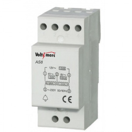 Transformador eléctrico modular 230VAC/8-12-24VAC VOLTIMERC AS8