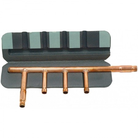 Juego colector 6 salidas VRF 2 tubos MUNDOCLIMA gas 5/8" a 1/2" y líquido 3/8" a 1/4"