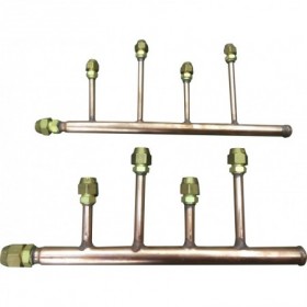 Juego colector abocardado 4 salidas VRF 2 tubos MUNDOCLIMA DXFQT4-02 gas y líquido
