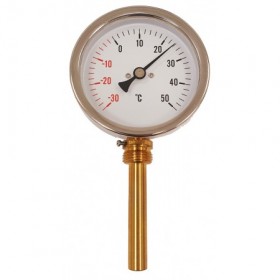 Termómetro bimetalico Ø80mm vertical con  vaina 1/2"x75mm -30 a 50 ºC