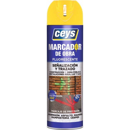 Bote 500ml spray marcador obra CEYS fluorescente amarillo