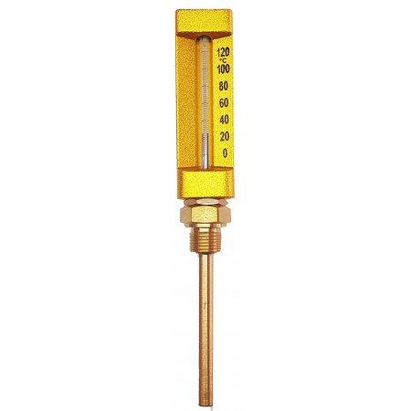 Termómetro capilla SEI recto caja 110x36mm inmersor 1/2"x100mm 0 a 120ºC