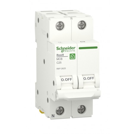 Interruptor magnetotérmico 1P+N 2 módulos 25A SCHNEIDER RESI9
