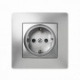 Base enchufe empotrar schuko aluminio plata VOLTIMERC 10A 250VAC