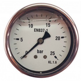 Manómetro glicerina Ø63mm horizontal 1/4" 0 a 25bar
