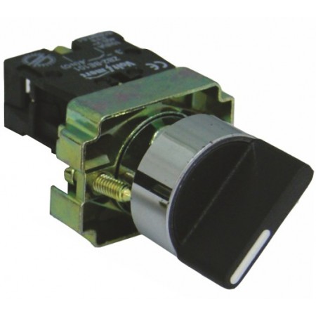 Selector para cuadro eléctrico maneta corta 3 posiciones sin retorno 1NO+1NO Ø22mm VOLTIMERC