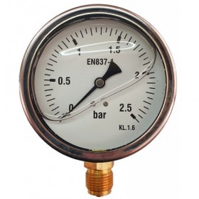 Manómetro glicerina Ø100mm vertical 1/2" 0 a 2.5bar
