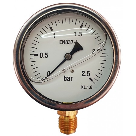 Manómetro glicerina Ø100mm vertical 1/2" 0 a 2.5bar