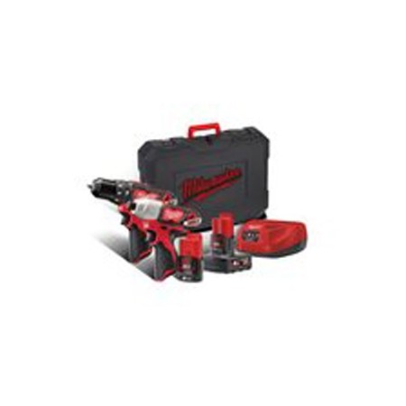 Conjunto taladro percutor y atornillador de impacto MILWAUKEE POWERPACK  M12 BPP2B-421C