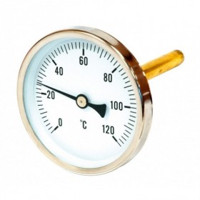 Termómetro bimetalico Ø63mm horizontal con vaina 1/2"x100mm 0 a 200ºC