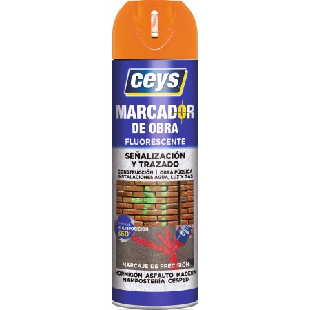 Bote 500ml spray marcador obra CEYS fluorescente naranja