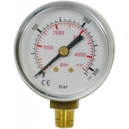 Manómetro regulador de oxígeno vertical 0-315b/PSI de 1/8" NPT Ø50mm