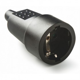Base enchufe móvil schuko PVC-goma negro TT 16A 250VAC VOLTIMERC