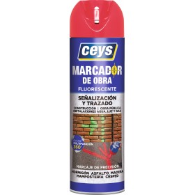 Bote 500ml spray marcador obra CEYS fluorescente rojo
