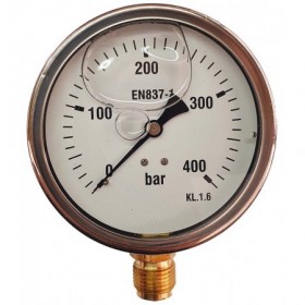 Manómetro glicerina Ø100mm vertical 1/2" 0 a 400bar