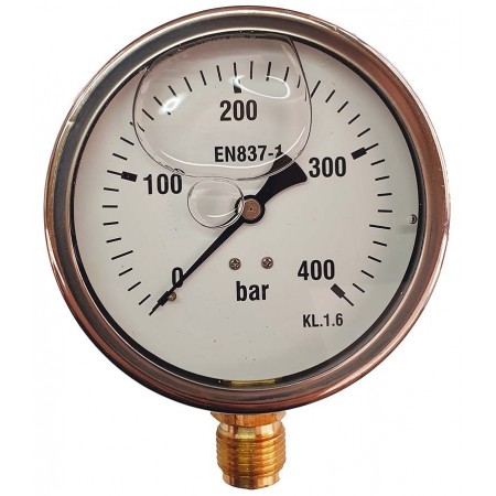 Manómetro glicerina Ø100mm vertical 1/2" 0 a 400bar